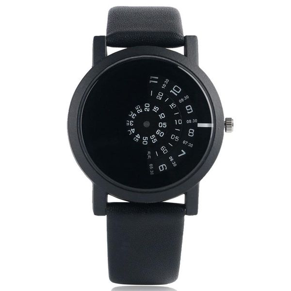 

wristwatches unique round dial stylish leather strap modern quartz fashion turntable women men special design wrist watch trendy gift, Slivery;brown