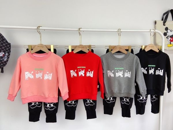 

children's suit 592 2021 spring new men's and women's sweater long pants baby 2-piece set, White