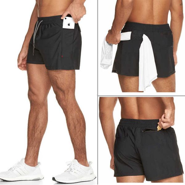 

muscle summer sports fitness shorts men's brothers fast dry marathon running training shorts three-point beach pants quick drying swimw, White;black
