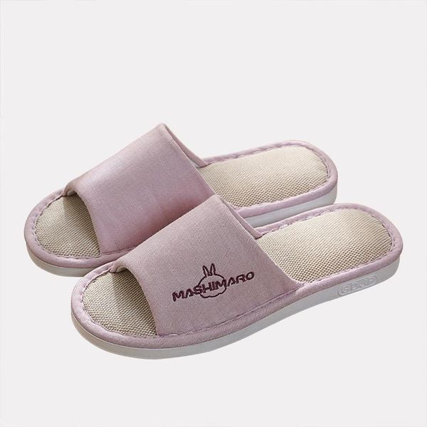 

slippers linen tow couple indoor antiskid soft bottom household women's home summer spring and autumn four season, Black