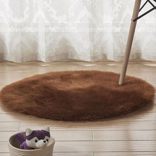 

40cm d round rugs home decor fluffy living room bedroom imitation wool soft circle table fluffy mat rugs floor carpet