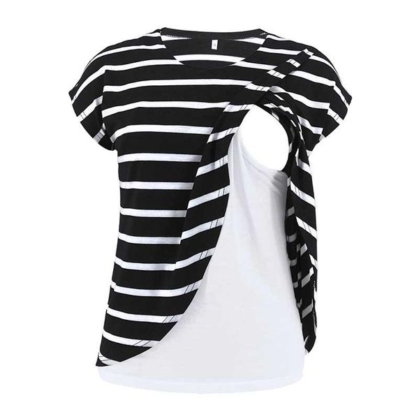

maternity & tees 2021 short sleeve breastfeeding clothes double layer pregnancy shirt women pregnant's wrap enfermeria, White