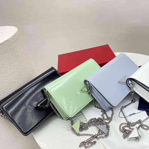 

mini women shoulder chain bags designer crossbody phone bag patent leather purses fashion lady cross body triangle small totes chains top