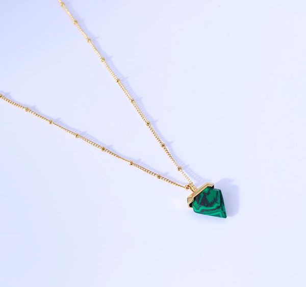 

pendant necklaces simple triangle green stone cool wind trend necklace, Silver