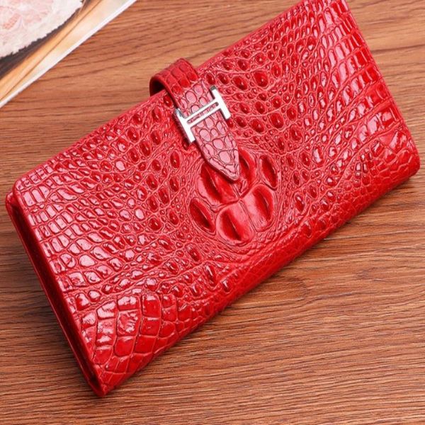 

wallets women crocodile leather fastner fashion grain 19x9x3cm luxury clutches hasp zipper pocket inner one quality wcwvv, Red;black