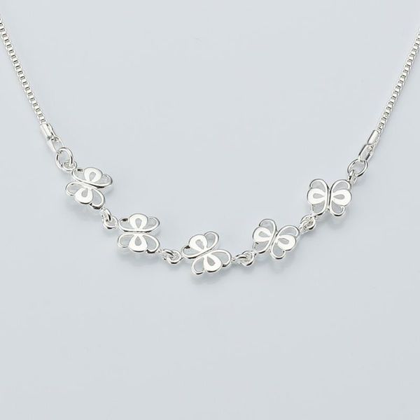 

pendant necklaces hermosa 5 butterfly chain necklace 16-18'' wholesale women choker xl000819 pretty girls gift, Silver