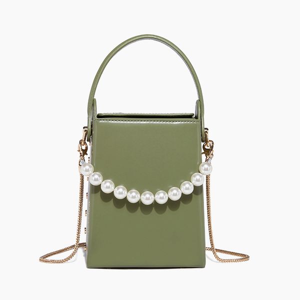 

design hand gu liangjia cigarette case li jiaqi recommends the same pearl chain square mobile phone small bag female large, Red;black