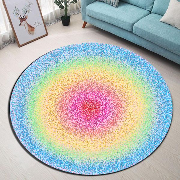 

bath mats round home living room cushion bedroom floor area mat bathroom non-slip carpets study door rug colorful rainbow dreamlike