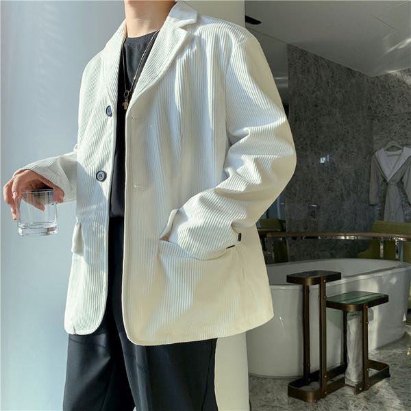 

2021 luxury corduroy blazer new winter fashion vintage jackets coats suit terno masculino blazers men tpr2, White;black