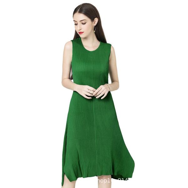 

casual dresses 2021 summer dress pleated high elastic fabric women's korean version of sleeveless waist slim long club, Black;gray