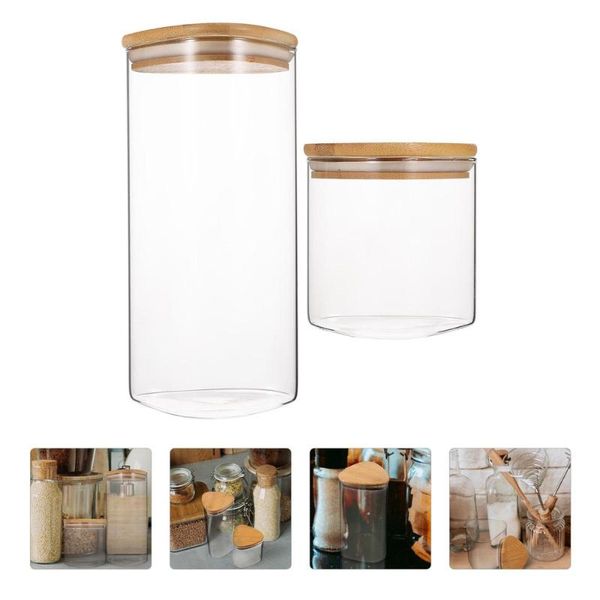 

storage bottles & jars 2pcs tea food sealed grain transparent