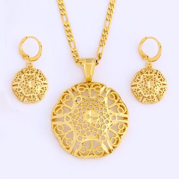 

earrings & necklace jewelry set fashion hollow figaro chain party woman, Silver