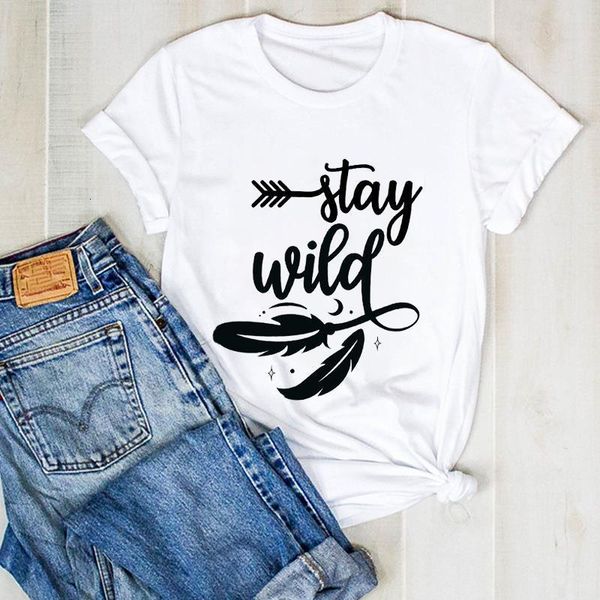 

women lady feather printed cute ladies cute fashion summer t tee tshirt womens female shirt clothes graphic t-shirt, White