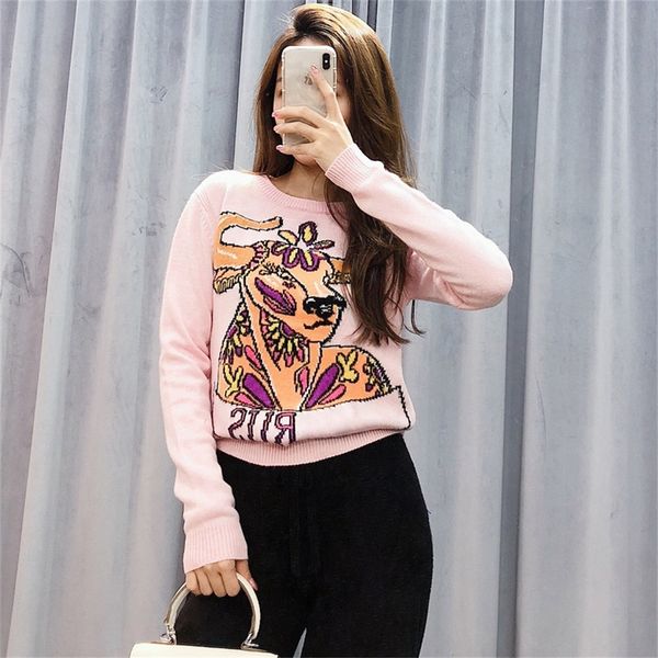 

knitted long sleeve sweater women's soft and comfortable 2021 winter fashionable age reducing taurus jacquard base shirtli, White;black