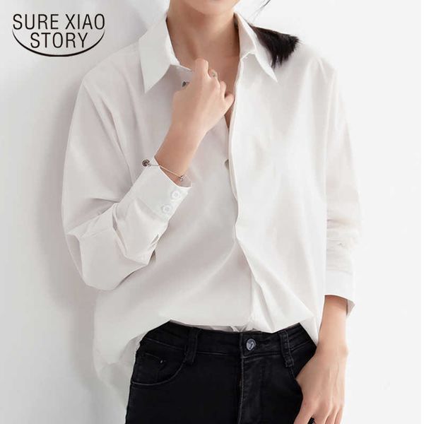 

spring autumn chiffon casual shirt office lady women white long sleeve shirts and blouses plus size loose blouse 10239 210528