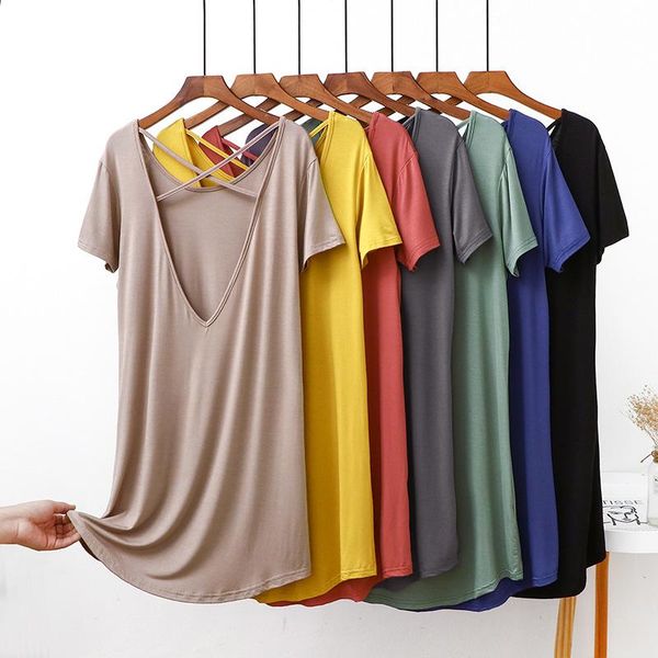 

yoga outfit loose fit women workout shirts v-neck t-shirts running fitness sports short sleeve tee camisetas femininas de treino