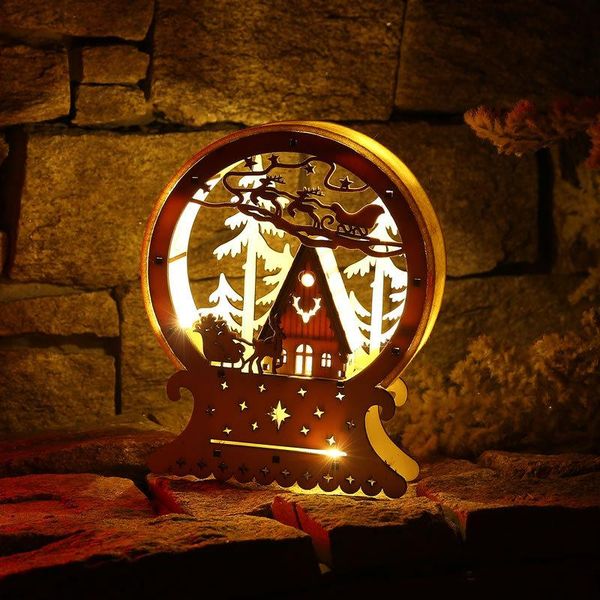 

christmas decorations decoration ornaments led lights deer cart creative gifts luminous wooden house window