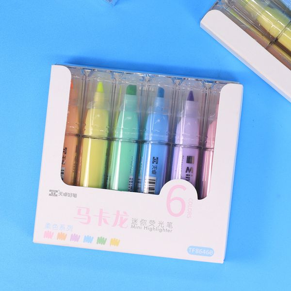 

painting pens tianzhuo 86460 mini orcent small six macaron student key marker color hand account pen, Black;red