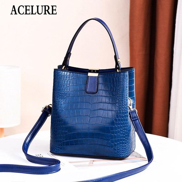 

evening bags acelure solid color fashion shoulder crossbody stone pu leather hasp bucket women simple style casual ladies handbags