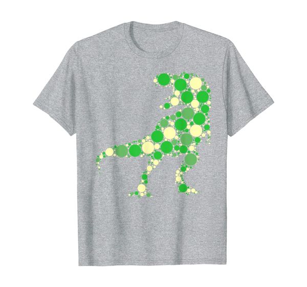 

green polka dot t rex dinosaur international dot day t-shirt, White;black
