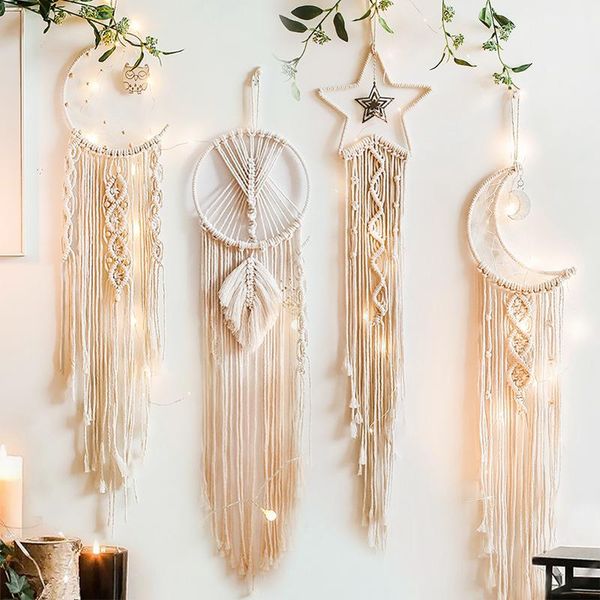 

tapestries moon and star macrame tapestry wall boho decor leaf hanging room decoration farmhouse dorm gift