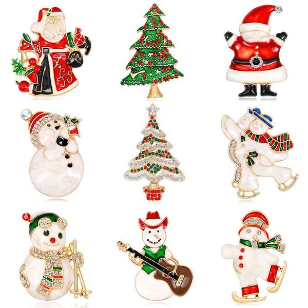 

factory new accessories christmas tree santa claus snowman bell pin brooch christmas