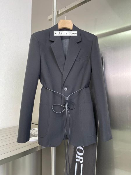 

women's suits & blazers 2021 autumn and winter belt worsted wool suit jacket womens, White;black