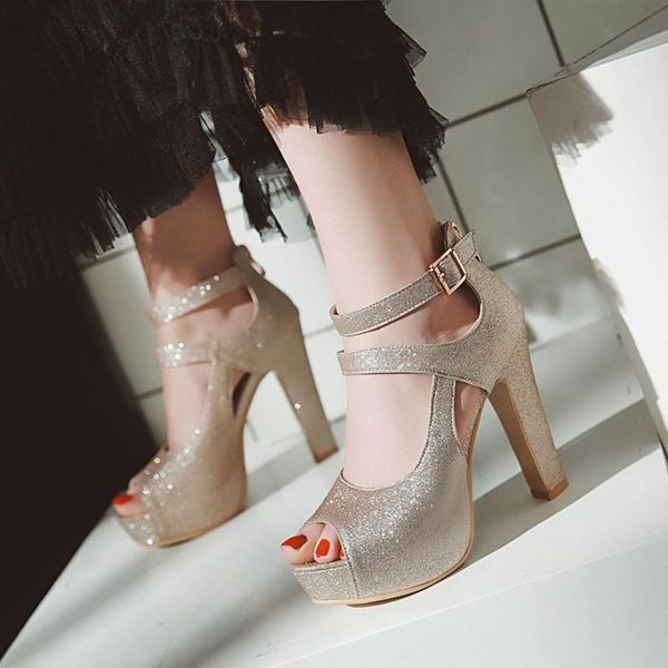 

sandals spring and summer fashion high heels women's open toe rome fish mouth wedding shoes 12.5cm plus size 34-43, Black