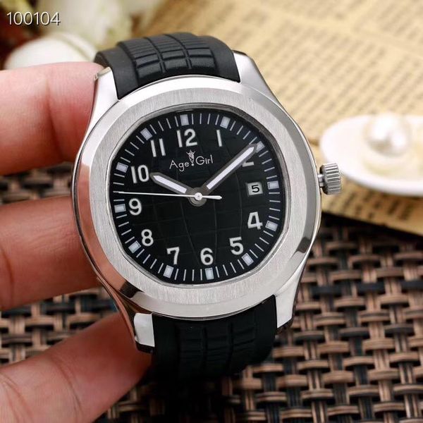 

wristwatches men automatic mechanical watches silver black blue coffee white rubber sapphire, Slivery;brown