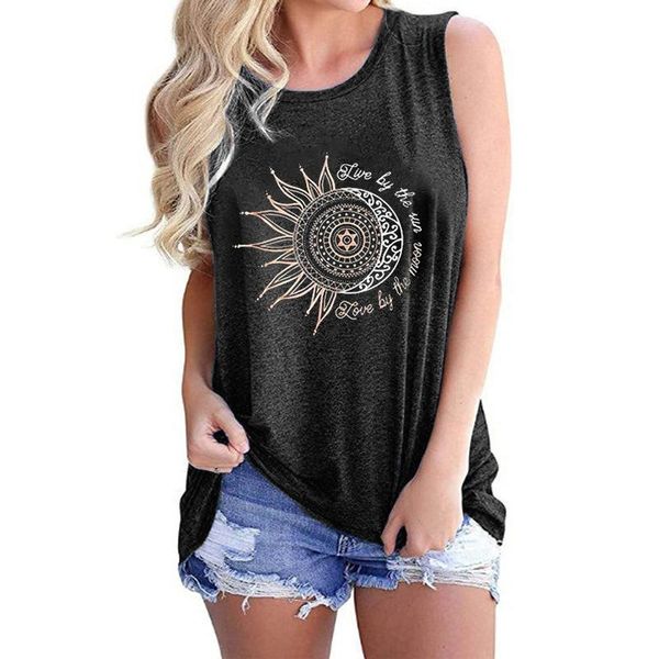 

women's tanks & camis women tank gothic sun flower pattern letter printed harajuku round neck sleeveless print casual shirt 20, White