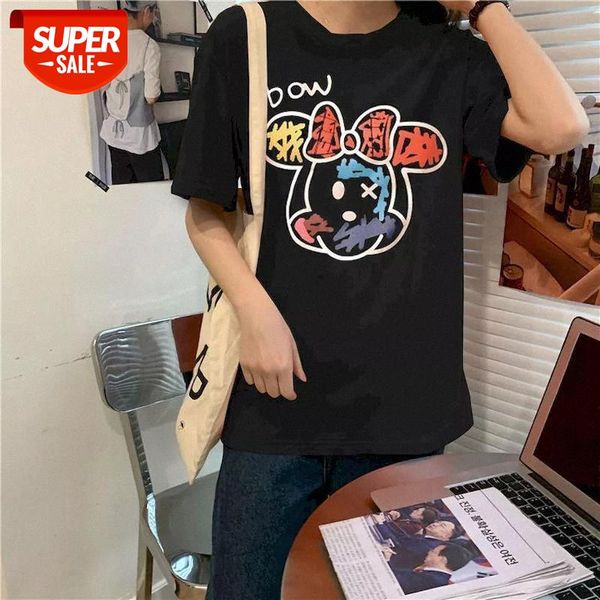 

cartoon print tshirts cute t shirt women sweet kawaii tshirt summer harajuku plus size clothing women o-neck graphic tee #c61m, White