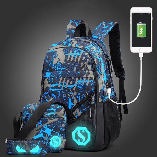 

men backpack fashion luminous students school bags external usb charge lapbackpacks teenagers casual travel mochila 2021