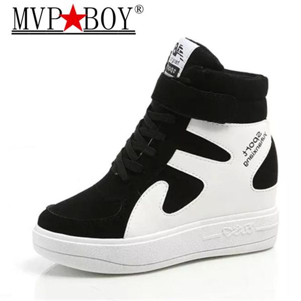 

mvp boy women casual shoes espadrilles platform hidden increasing sneakers woman breathable high shoes white eu size 35-39, Black