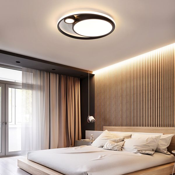 

lustres modern round black led to foyer dining room lamp interior lighting uwt0