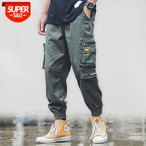 

streetwear cargo pants mens patchwork zipper multi pockets 2020 hip hop harajuku joggers casual harem trousers male sweatpants #i51d, Black