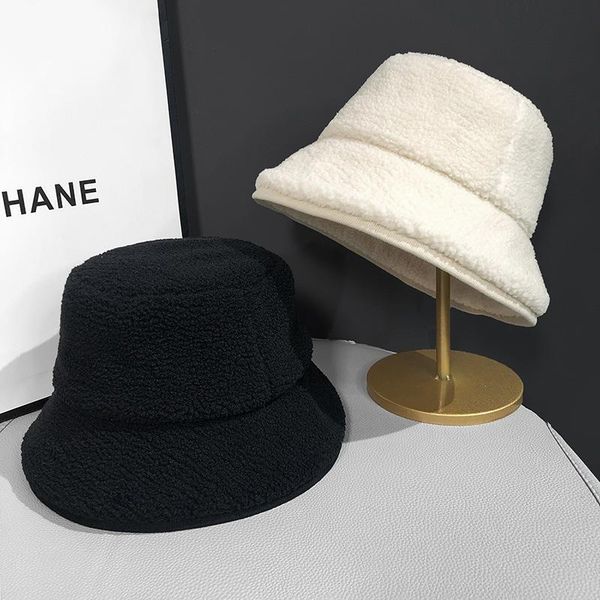 

wide brim hats bucket for women winter designer lady cap solid color thick warm cashmere blend retro basin panama style, Blue;gray