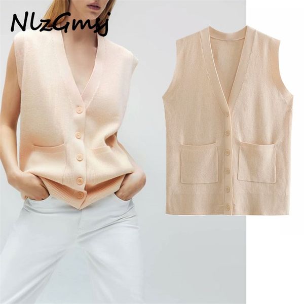 

vest women autumn and winter v-neck solid color sleeveless pocket wear sweater vest 03 210628, White;black