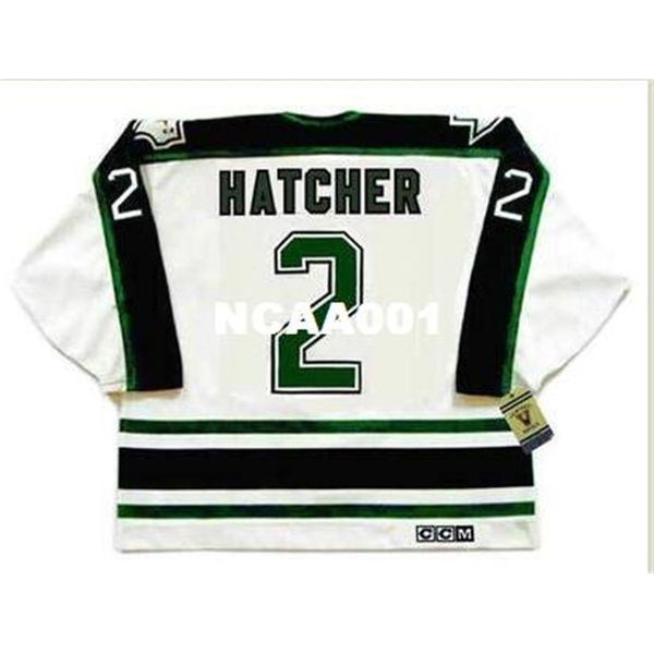 

001 #2 derian hatcher dalla stars 1990's ccm vintage retro hockey jersey or custom any name or number retro jersey, Black