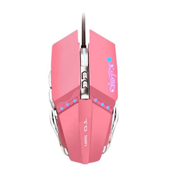

mice wired mouse,mechanical mouse macro rgb game metal base plate 4-speed dpi silent for lap/ pc,pink