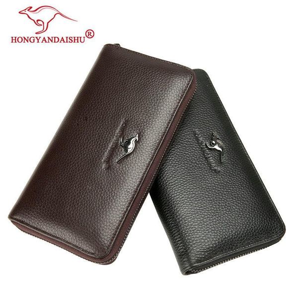 

wallets 2021 men long purse wallet male clutch leather zipper business, Red;black