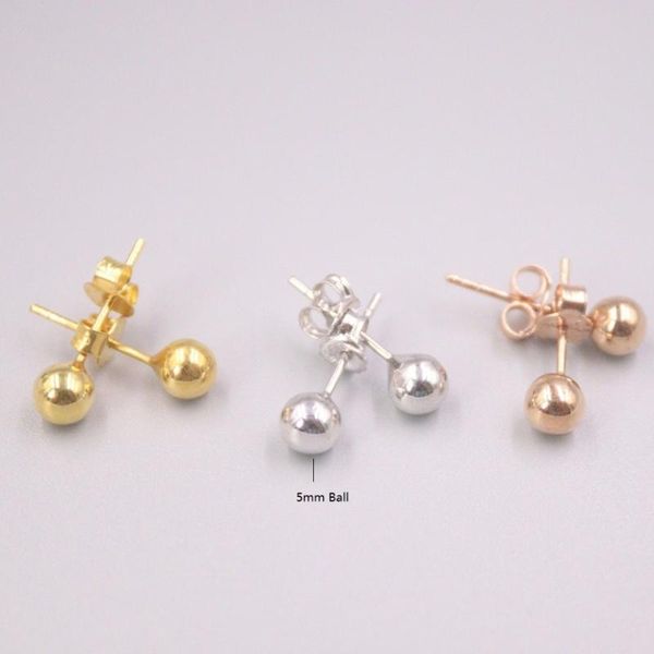 

stud genuine real 18k gold small 5mm ball earrings stamp au750 (yellow white and rose available), Golden;silver