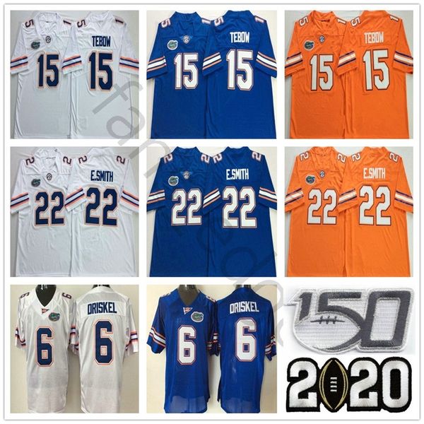 

ncaa florida gators college 22 emmitt smith jersey e.smith blue white orange 15 tim tebow 6 jeff driskel 150th university football jersey, Black