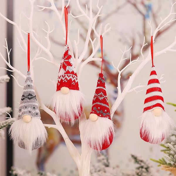 Sıcak Stil Noel Süsleri Ağaç Kolye Güzel Kırmızı Dalga Noktası Çizgili Orman Adam Bebek Noel Ağacı Kolye Aksesuarları FY22