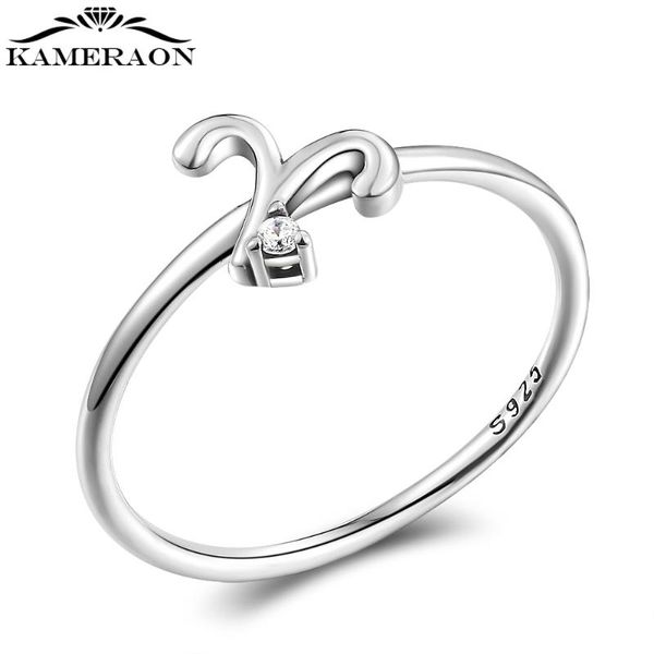 

cluster rings vintage twelve constellation aries small for woman zirconia real 925 sterling silver ring women girls gift 2021 trendy, Golden;silver