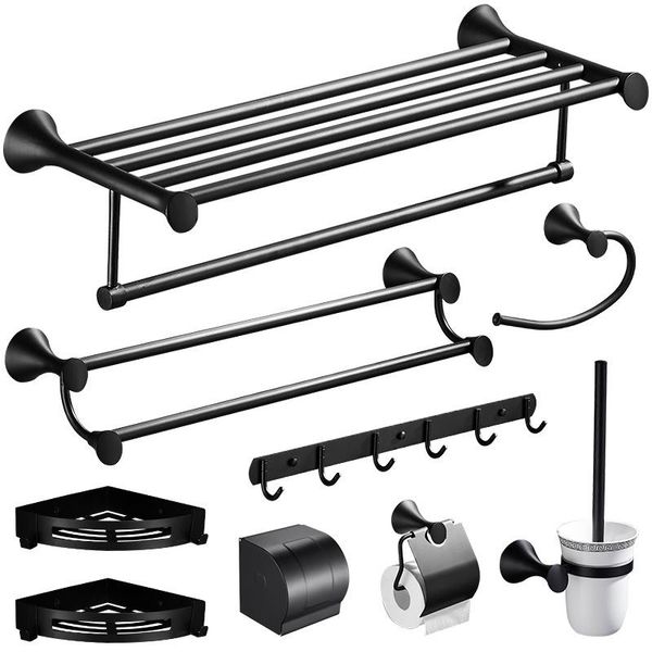 

towel racks sus304 stainless steel wall black bathroom accessories hardware set paper holder door rack toilet brush