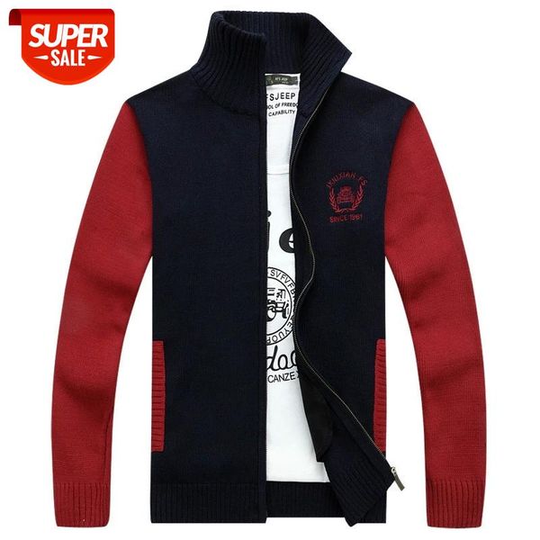 

brand cardigan sweater men stand collar with pockets autumn winter warm thick mens cardigan masculino plus size -3xl #0v8b, White;black