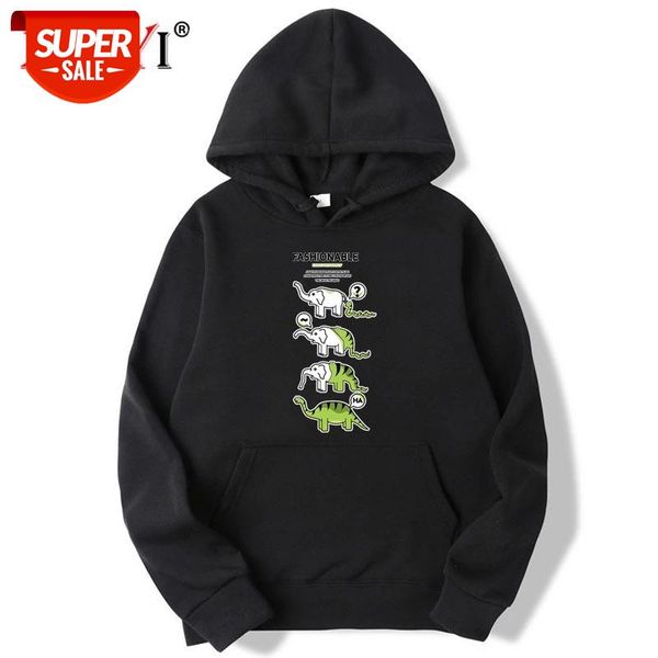 

XIN YI Fashion Brand Fleece Men's Hoodies Casual Funny snake swallowing elephant print Male Hoodies Sweatshirts Tops hoodies men #ql1g, Black