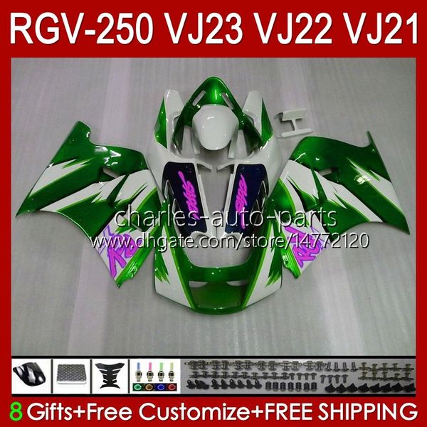 Bodyworks para Suzuki Green BLK Glossy RGVT RGV 250 CC VJ23 RVG250 250cc Cowling RGV-250cc corpo 107HC.125 RGVT-250 VJ 23 1997 1998 RGV-250 Painel RGV250 SAPC 97 98 Fairing OEM