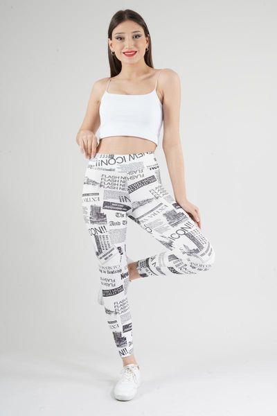 

women's leggings manga spaper printed diving fabric tights, Black