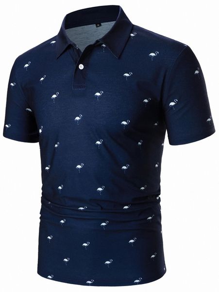

men flamingo print polo shirt s9pn#, White;black